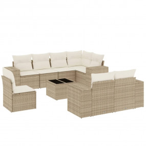 Garden Sofa Set Beige PE Rattan Large Modular Garden So...