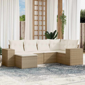 Garden Sofa Set Beige Poly Rattan Large Removable Cover...