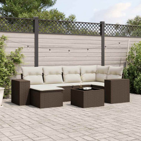 Garden Sofa Set Brown PE Rattan Large Modular Garden So...
