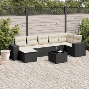 Garden Sofa Set Black PE Rattan Large Modular Garden So...