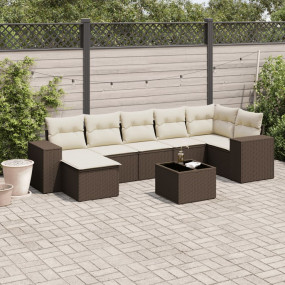 Garden Sofa Set Brown, Cream White