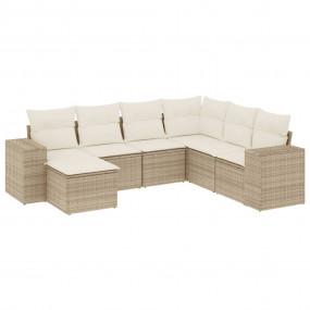 Garden Sofa Set Beige PE rattan, powder-coated steel La...