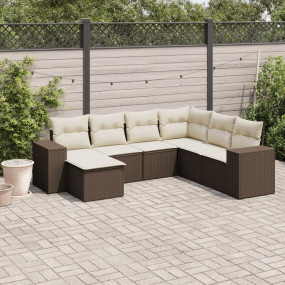 Garden Sofa Set Brown, Cream White