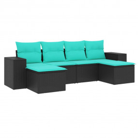 Patio Sofa Set Black Sofa, Blue Cushions