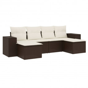 Garden Sofa Set Brown PE Rattan 6 Piece Set Modular