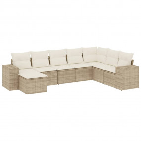 Garden Sofa Set Beige PE rattan, powder-coated steel, p...