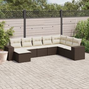 Garden Sofa Set Brown, Cream white