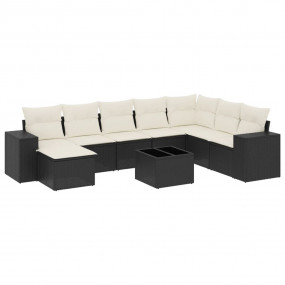 Garden Sofa Set Black PE rattan Large Adjustable Armres...