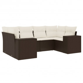 Garden Sofa Set Brown PE rattan 6 Piece Set Modular