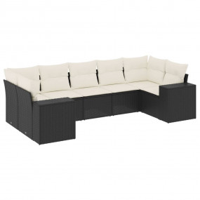 Garden Sofa Set Black with cream cushions