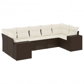 Garden Sofa Set Brown, Cream White