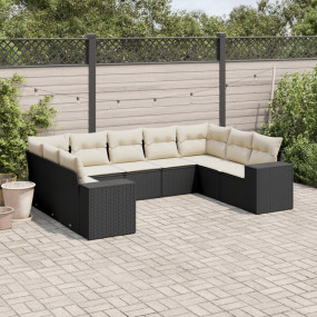 Garden Sofa Set Black PE rattan Large Adjustable Feet