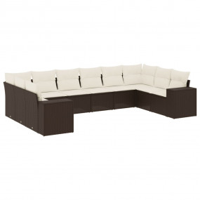 Garden Sofa Set Brown and Cream White PE rattan, powder...