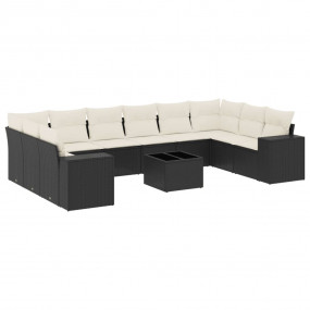 Garden Sofa Set Black PE Rattan Large Modular Garden So...