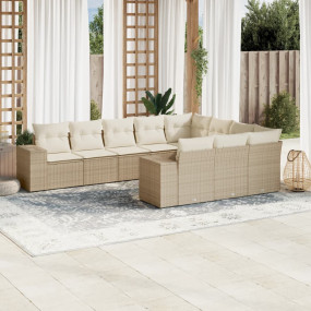 Outdoor Sofa Set Beige PE rattan, powder-coated steel, ...