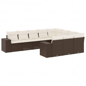 Garden Sofa Set Brown and Cream White