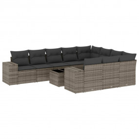 Garden Sofa Set Grey PE rattan, powder-coated steel, te...