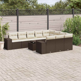 Garden Sofa Set Brown, Cream White