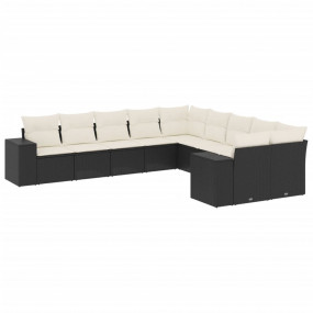 Garden Sofa Set Black with cream white cushions