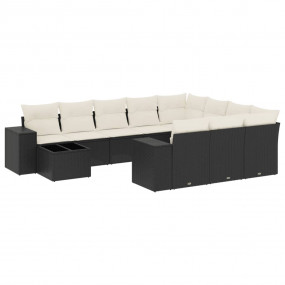 Garden Sofa Set Black and Cream White