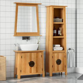 Bathroom Furniture Set Pinewood color with metal handle...