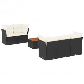 Garden Sofa Set Black and Cream White