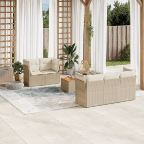 Garden Sofa Set Beige PE Rattan 6 Piece Set Modular