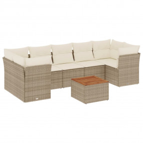 Garden Sofa Set Beige PE Rattan Large Removable Covers