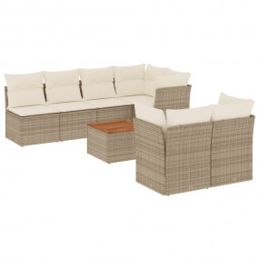 Garden Sofa Set Beige, Cream White PE rattan 8-piece se...