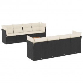 Garden Sofa Set Black PE rattan Large Adjustable Feet