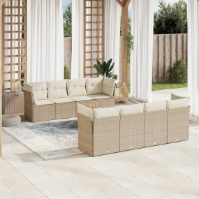 Garden Sofa Set Beige PE rattan Large Adjustable Feet