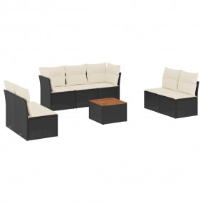 Garden Sofa Set Black and Cream White PE Rattan 8 Piece...
