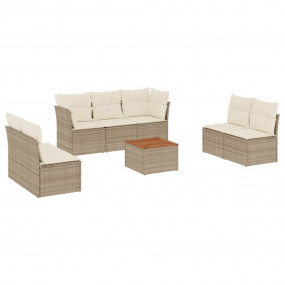 Garden Sofa Set Beige PE rattan Large Removable Covers