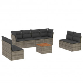 Garden Sofa Set Grey Poly rattan 9 Piece Set Modular