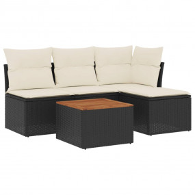 Garden Sofa Set Black and Cream White