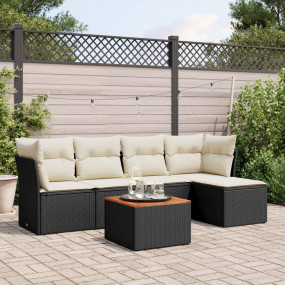 Garden Sofa Set Black and brown with cream white cushio...