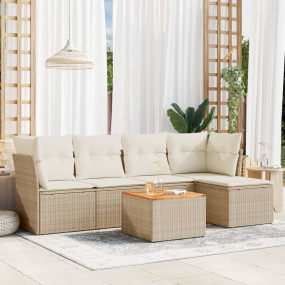 Garden Sofa Set Beige, Cream White, Brown