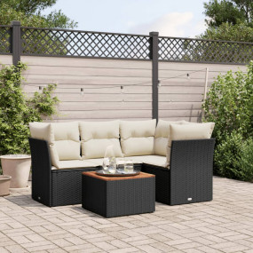 Garden Sofa Set Black PE rattan 5 Piece Modular Garden ...