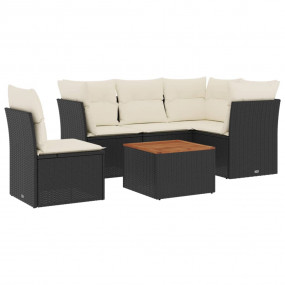 Garden Sofa Set Black PE Rattan Medium Modular Garden S...