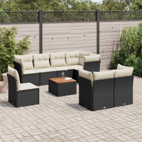 Garden Sofa Set Black, Black and Brown, Cream White