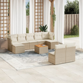 Garden Sofa Set Beige, Cream White, Brown