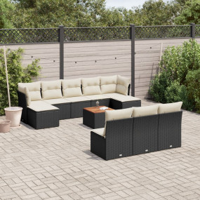 Garden Sofa Set Black PE Rattan 11 Piece Set Modular
