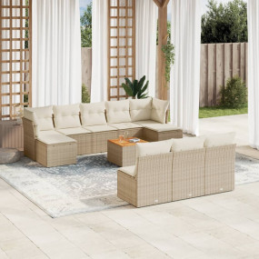 Garden Sofa Set Beige PE Rattan Large Modular Garden So...