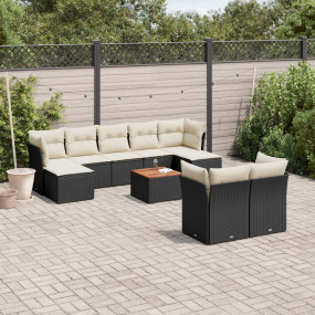 Patio Sofa Set Black PE rattan 10 Piece Set Modular