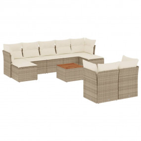 Garden Sofa Set Beige Poly Rattan 10 Piece Set Modular