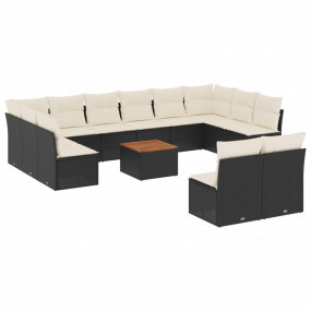 Garden Sofa Set Black, Cream White, Brown