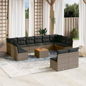 Garden Sofa Set Grey PE Rattan Large Modular Garden Sof...