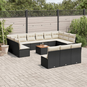 Garden Sofa Set Black PE rattan Large Removable Covers