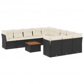 Garden Sofa Set Black PE Rattan Large Modular Garden So...