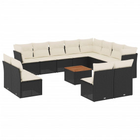 Garden Sofa Set Black PE Rattan Large Modular Garden So...